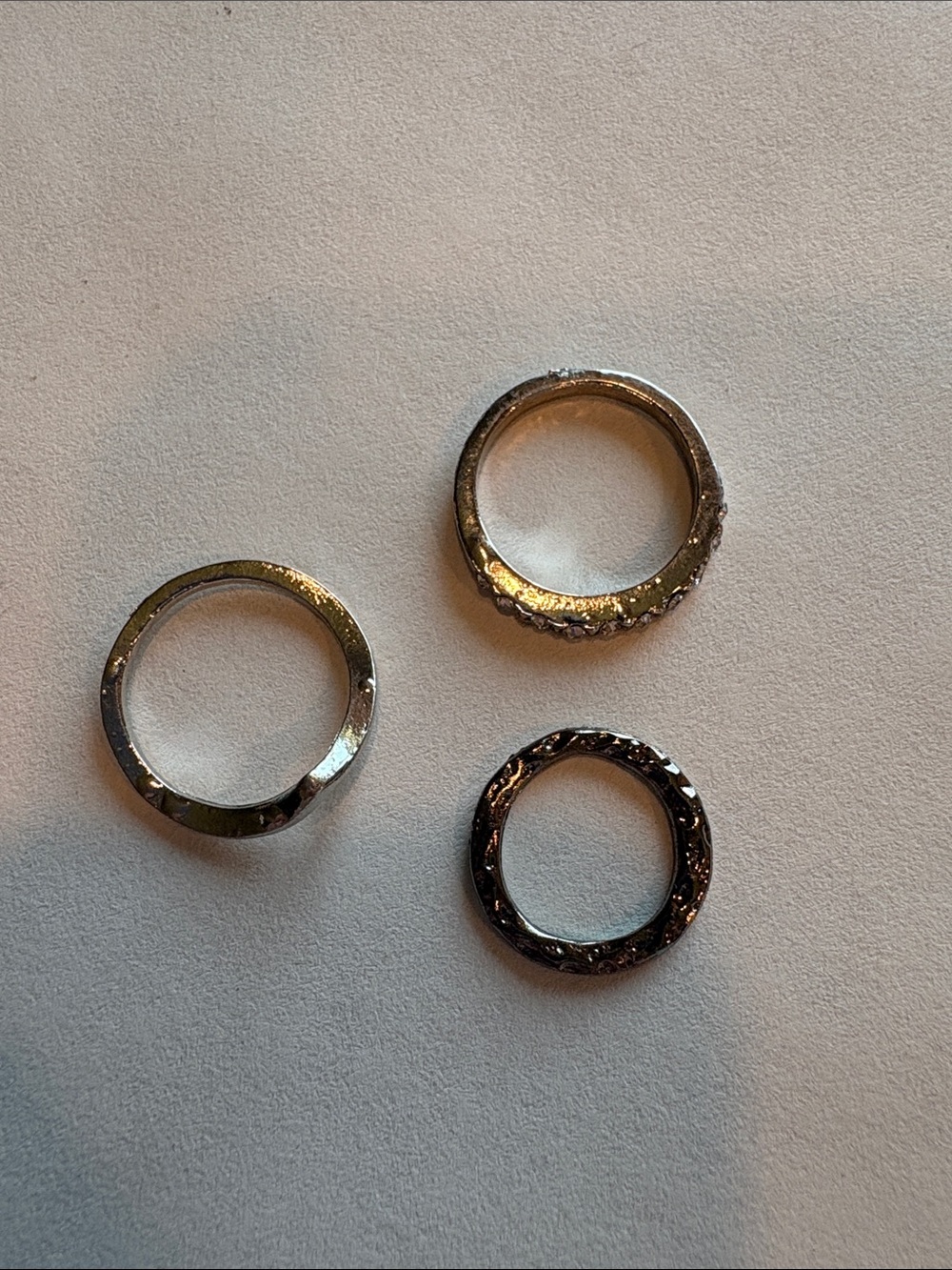 Silver Tone Crystal Accent Stacking Rings - Picture 2 of 3